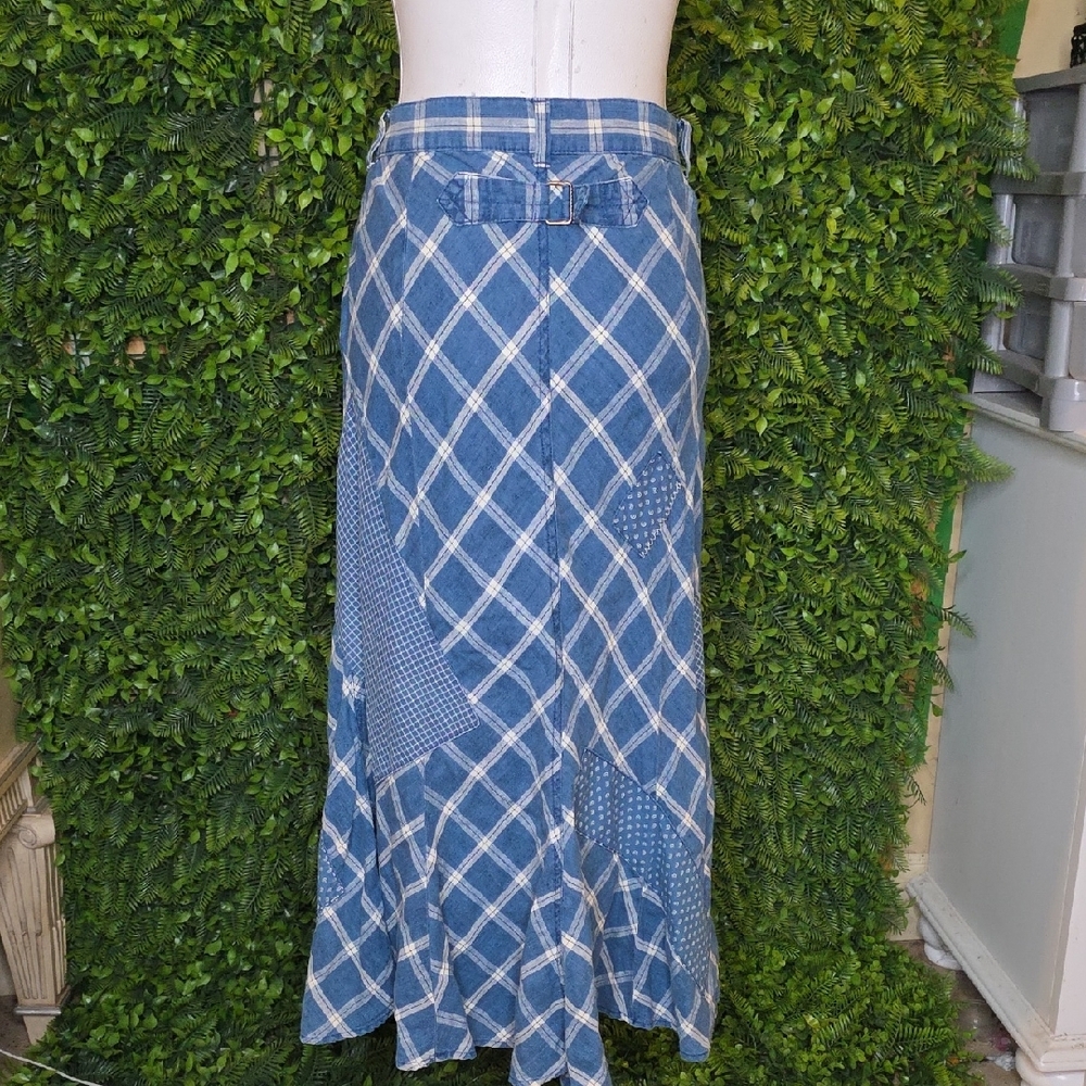 Lauren Ralph Lauren Checkered Blue Maxi Skirt - Picture 4 of 6